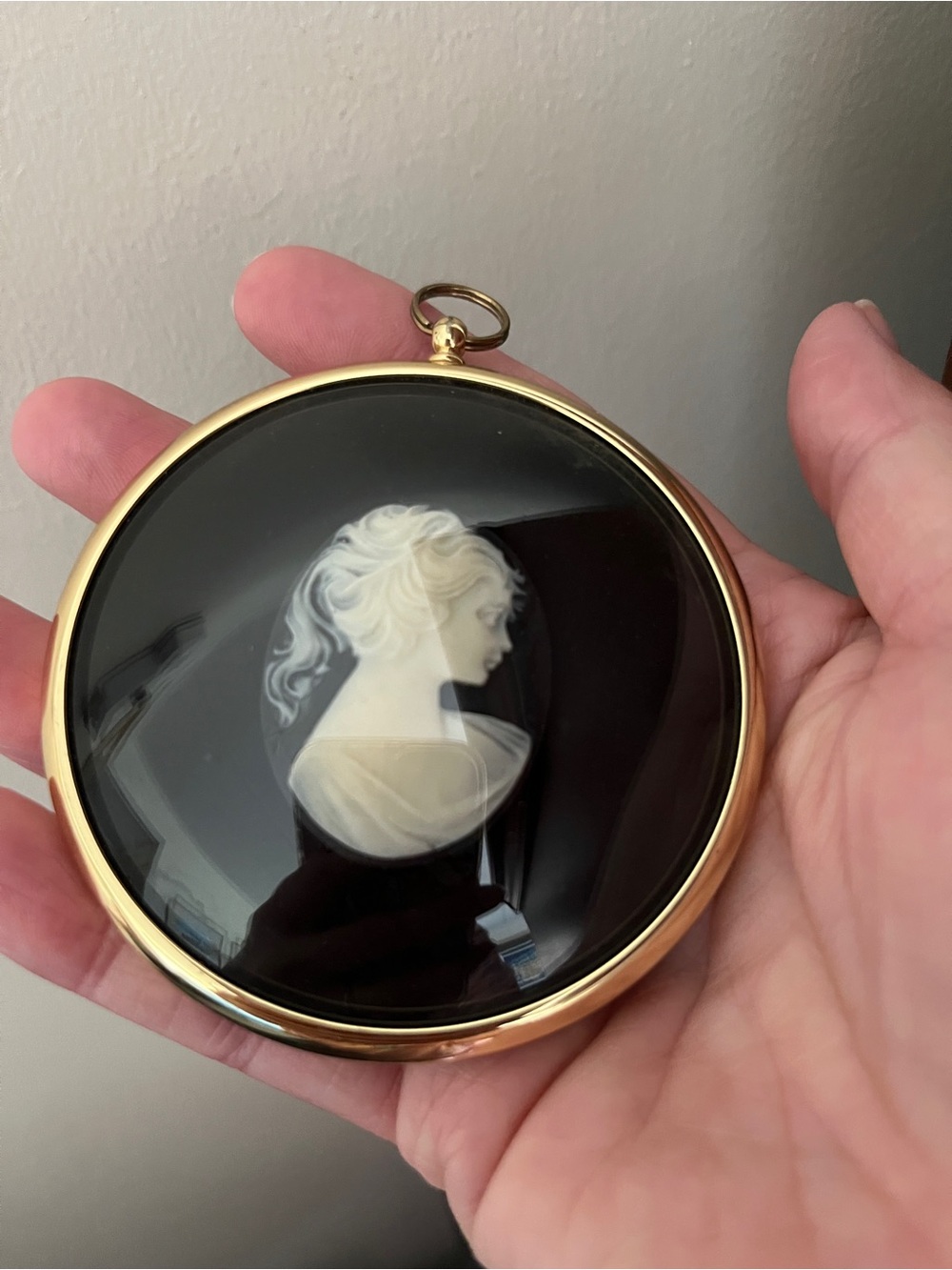Pony Tailed Girl in Cameo Dome from Miniature World of Peter Bates England